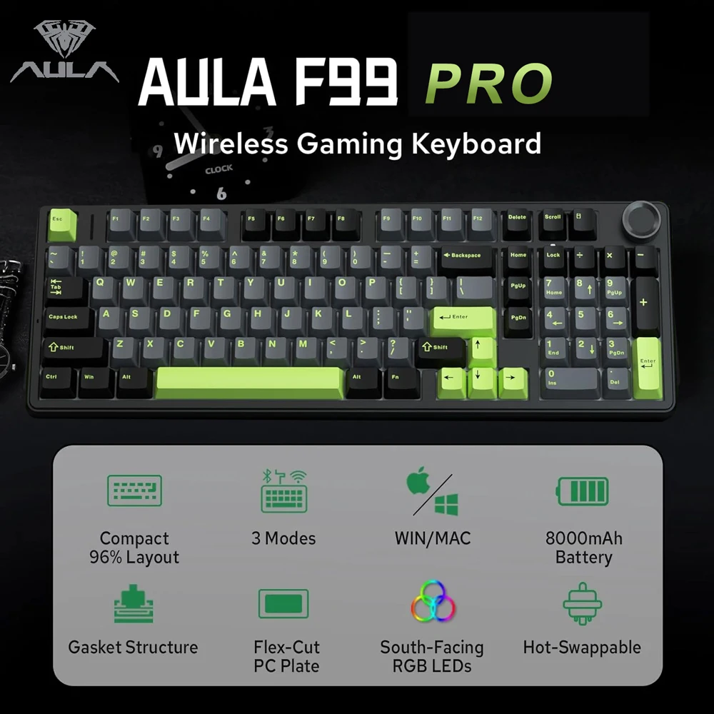 Gaming Keyboard Hot Swappable - AULA F99PRO Gaming mechanisch toetsenbord 99-toetsen