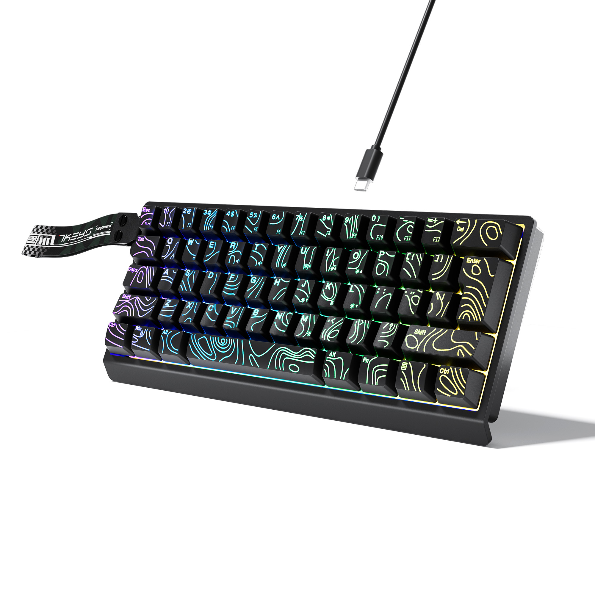 Keyboard Gaming Blue Switch - 60% compact bedraad toetsenbord met RGB-achtergrondverlichting